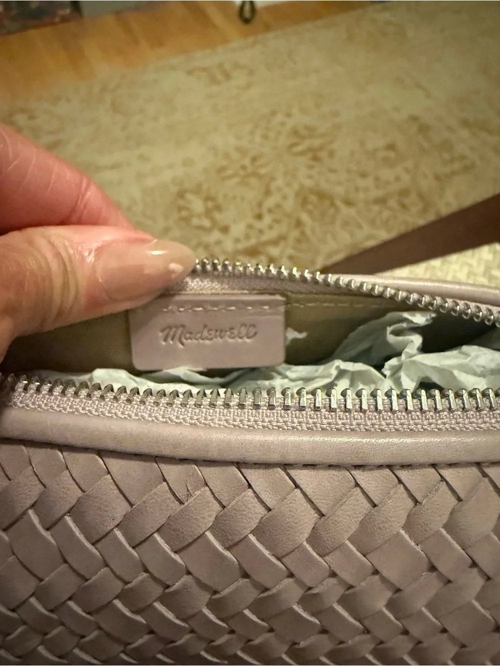 NWT Madewell Signature Woven Zip Pouch Marble Lilac